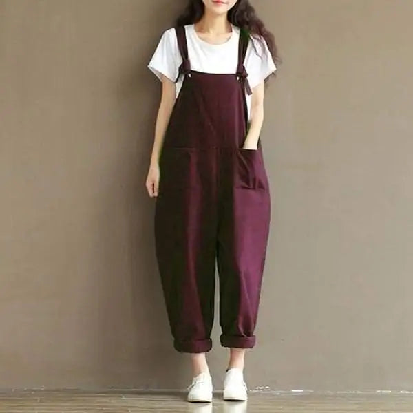 Women's Wide Leg Suspender Jumpsuit