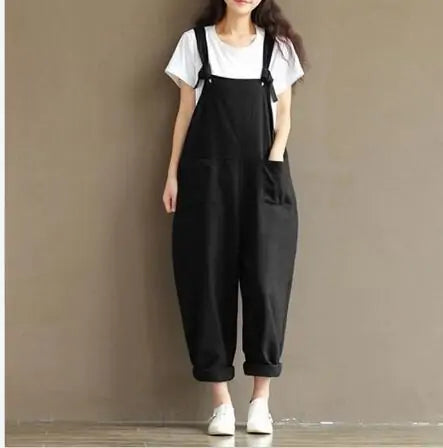 Women's Wide Leg Suspender Jumpsuit