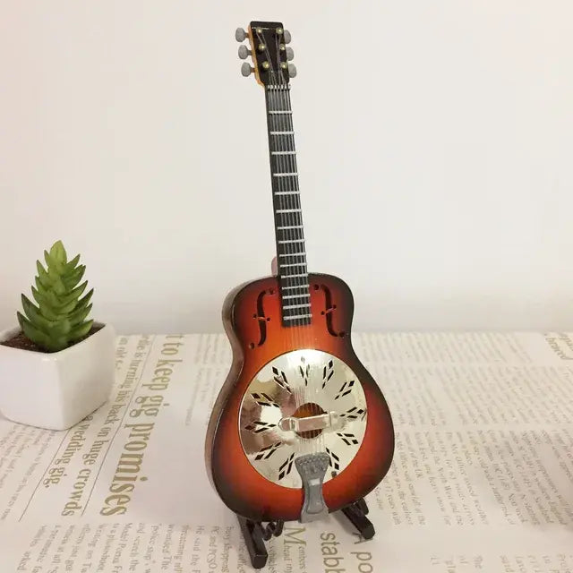 Miniature Wooden Acoustic Electric Guitar Toy Ornament