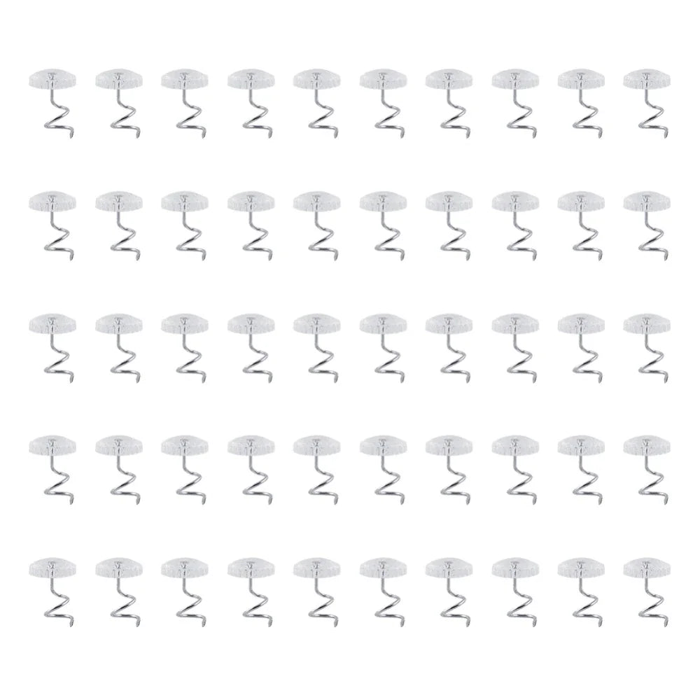 50 Pcs Upholstery Tacks Headliner Pins Clear Heads Twist Bed Fabric Sofa Chair