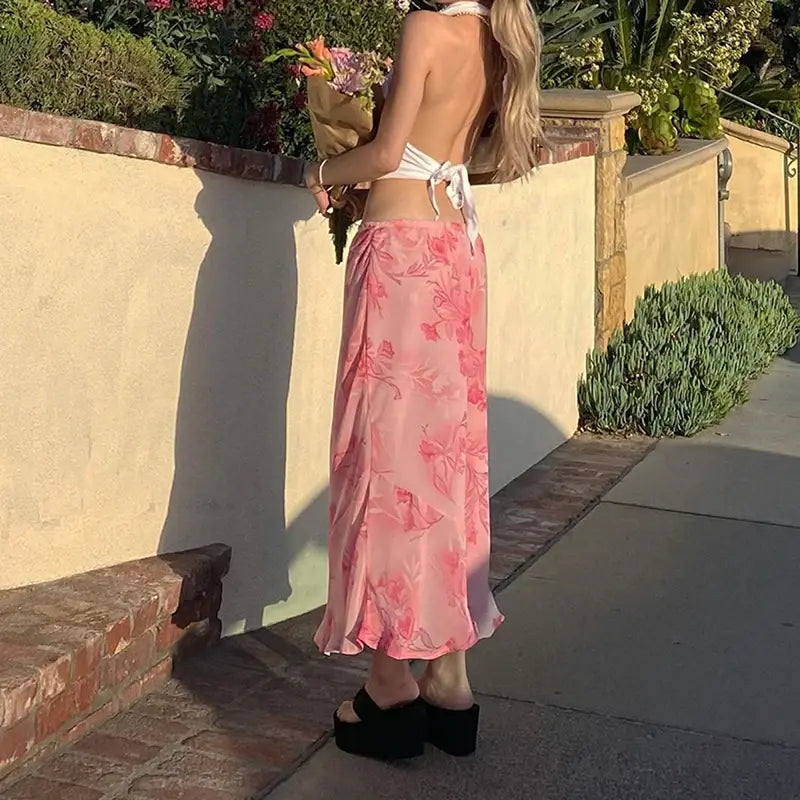 Floral Print Mid-Calf Skirt