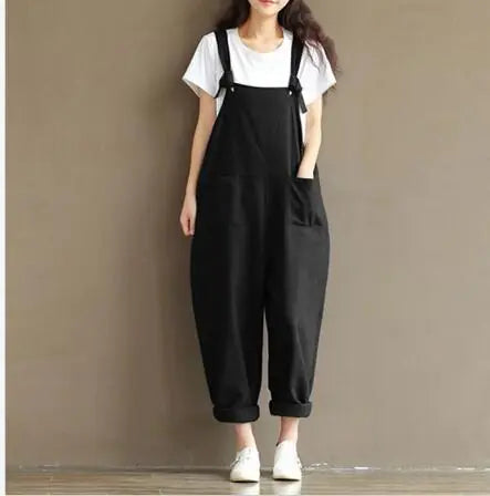 Women's Wide Leg Suspender Jumpsuit
