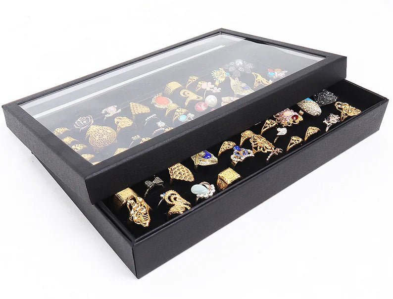 100 Slots Jewelry Ring Display Organizer Tray Holder Earrings Storage Box Case - Ty Marcket