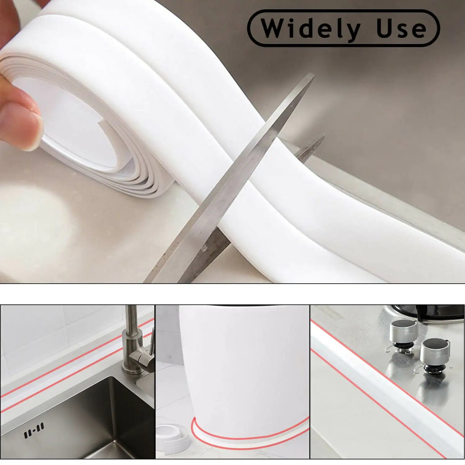 10.5FT PVC Self Adhesive Caulk Sealing Strip Tape For Kitchen Wall Sink Toilet - Ty Marcket