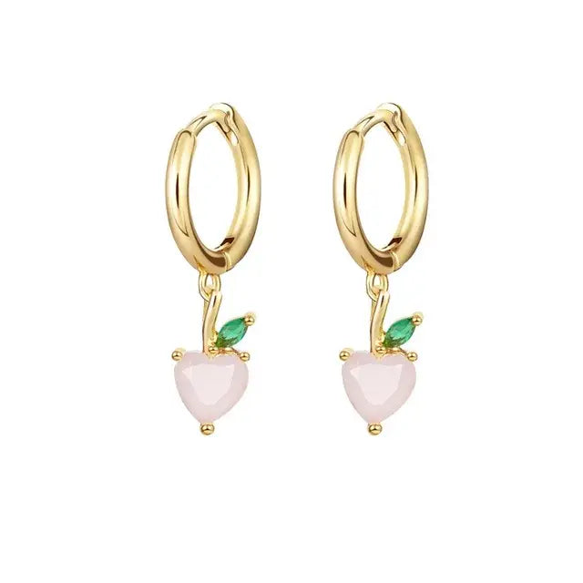 Cubic Zirconia Fruit Hoop Earrings