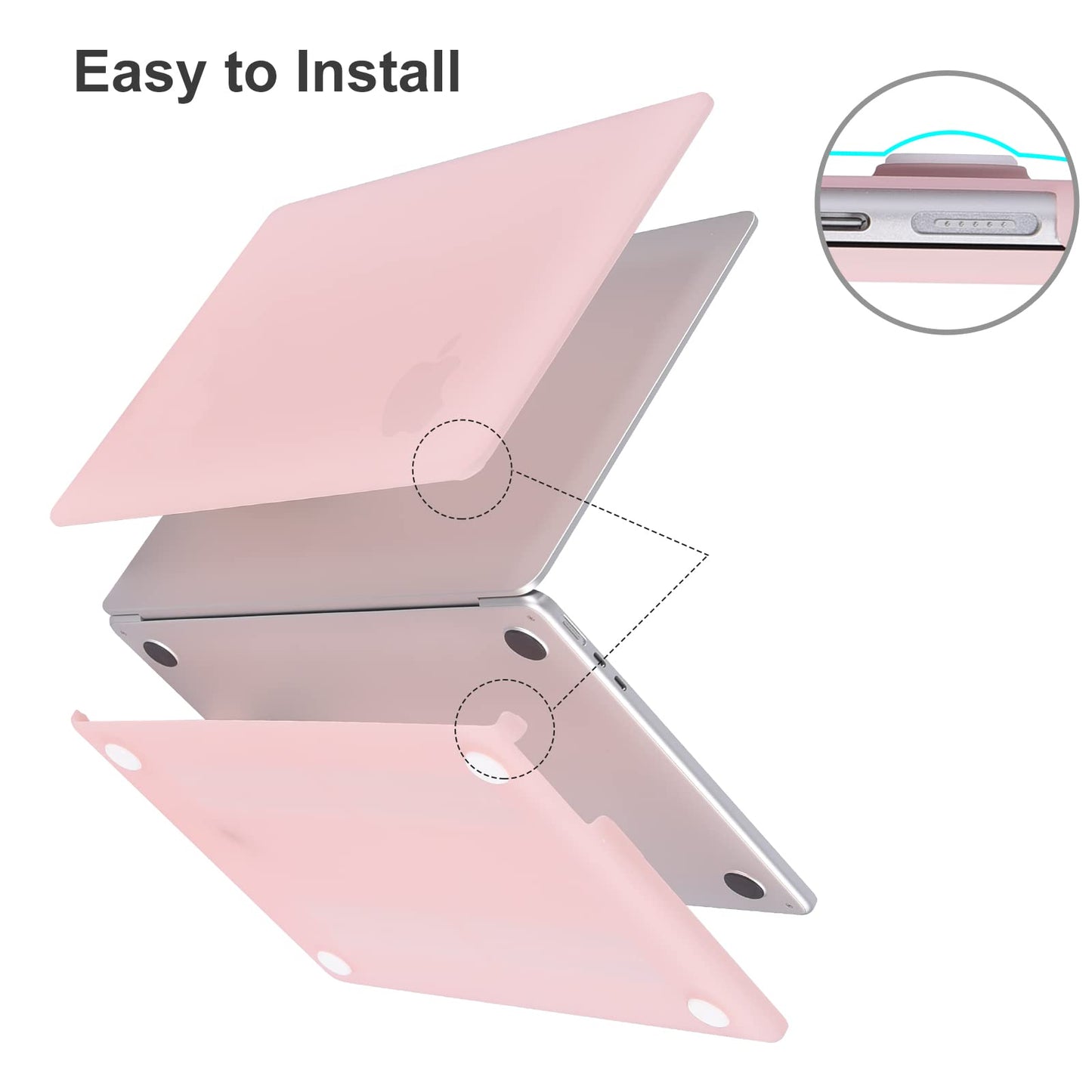 EooCoo Custodia Compatibile con MacBook Air M2 M3 13,6 Pollici A2681 A3113, 2024 2022 con Touch ID, Plastica Rigide Protection Cover MacBook Air 13 M3 M2 Superficie Liscia - Cristallo Trasparente