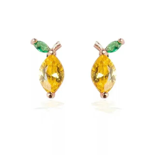Cubic Zirconia Fruit Hoop Earrings