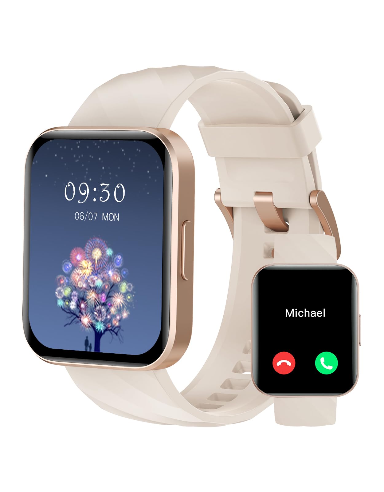 RUIMEN Smartwatch Uomo Donna Orologio Smart Watch Risposta Chiamate Contapassi Cardiofrequenzimetro da polso Saturimetro Orologio Fitness Sportivo Impermeabile Notifiche Messaggi per Android iOS Nero