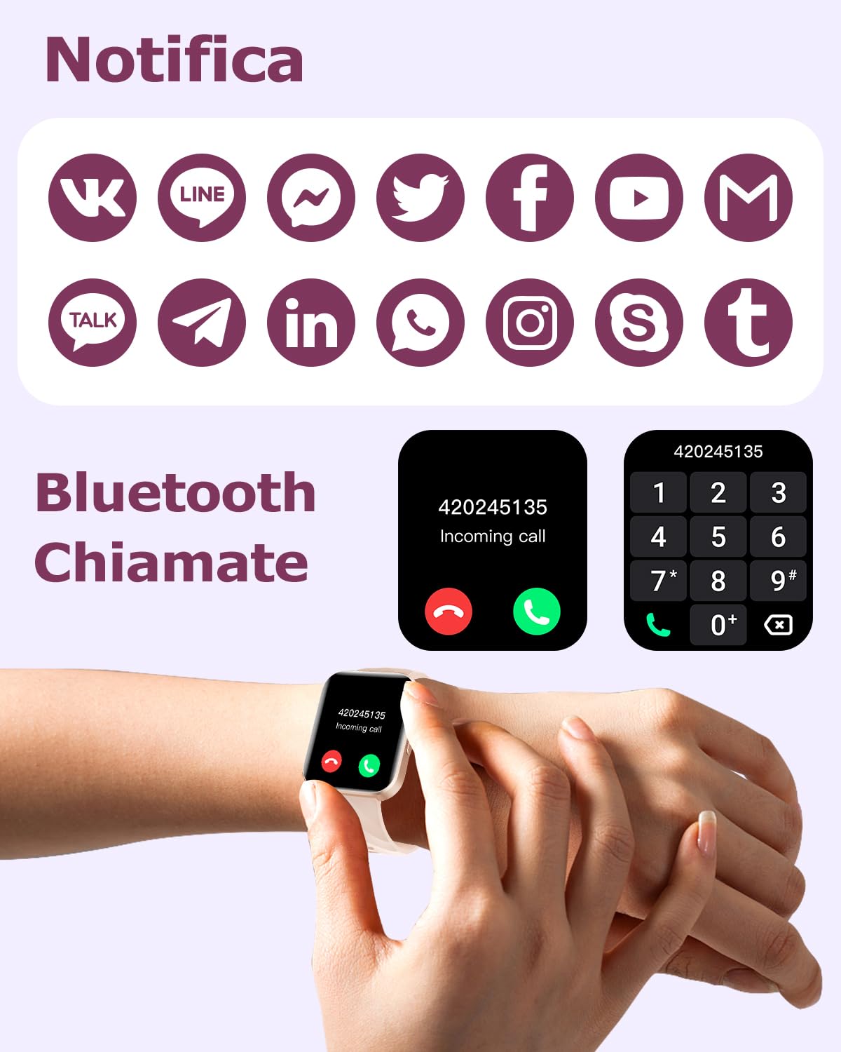 RUIMEN Smartwatch Uomo Donna Orologio Smart Watch Risposta Chiamate Contapassi Cardiofrequenzimetro da polso Saturimetro Orologio Fitness Sportivo Impermeabile Notifiche Messaggi per Android iOS Nero