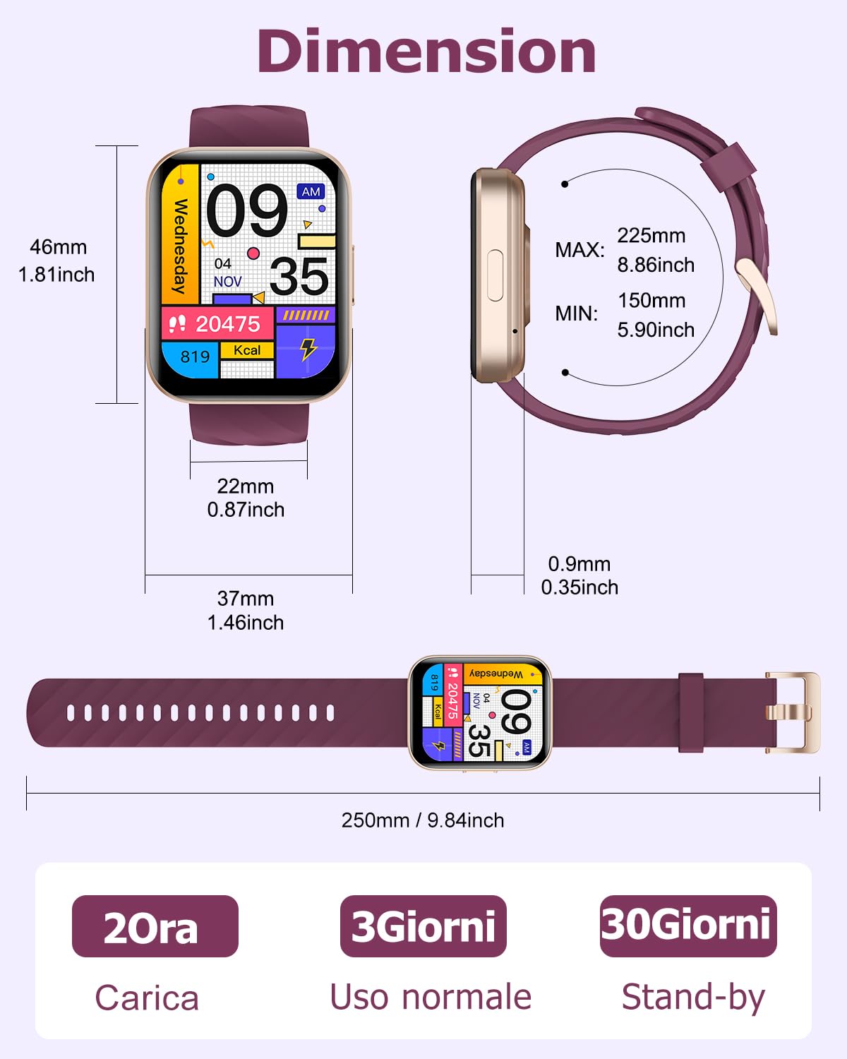RUIMEN Smartwatch Uomo Donna Orologio Smart Watch Risposta Chiamate Contapassi Cardiofrequenzimetro da polso Saturimetro Orologio Fitness Sportivo Impermeabile Notifiche Messaggi per Android iOS Nero