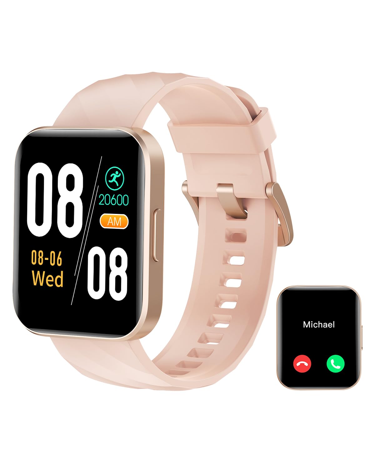 RUIMEN Smartwatch Uomo Donna Orologio Smart Watch Risposta Chiamate Contapassi Cardiofrequenzimetro da polso Saturimetro Orologio Fitness Sportivo Impermeabile Notifiche Messaggi per Android iOS Nero
