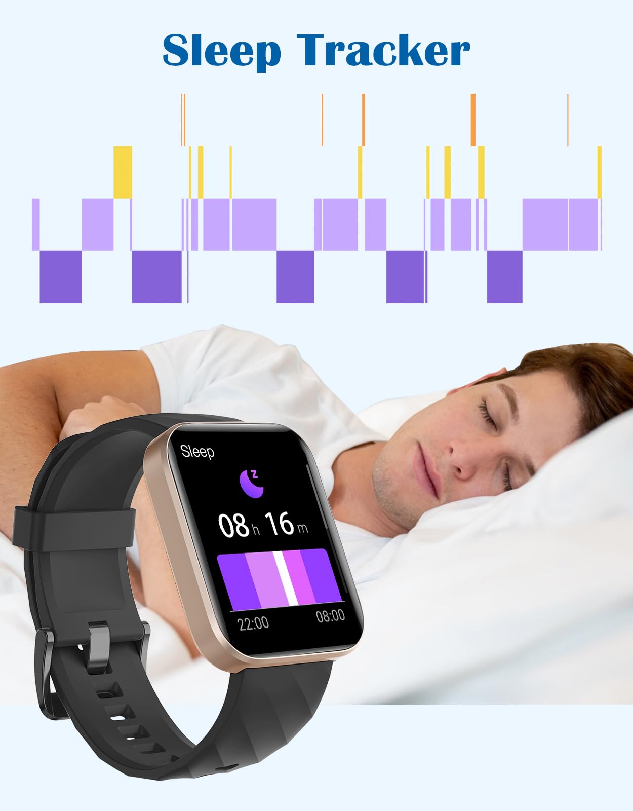 RUIMEN Smartwatch Uomo Donna Orologio Smart Watch Risposta Chiamate Contapassi Cardiofrequenzimetro da polso Saturimetro Orologio Fitness Sportivo Impermeabile Notifiche Messaggi per Android iOS Nero