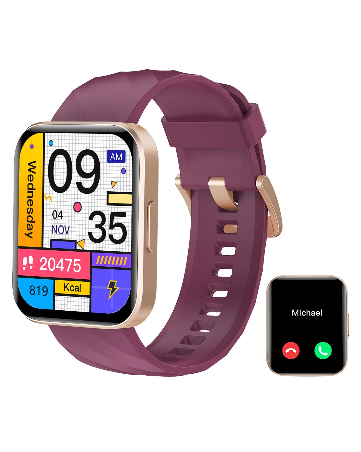 RUIMEN Smartwatch Uomo Donna Orologio Smart Watch Risposta Chiamate Contapassi Cardiofrequenzimetro da polso Saturimetro Orologio Fitness Sportivo Impermeabile Notifiche Messaggi per Android iOS Nero