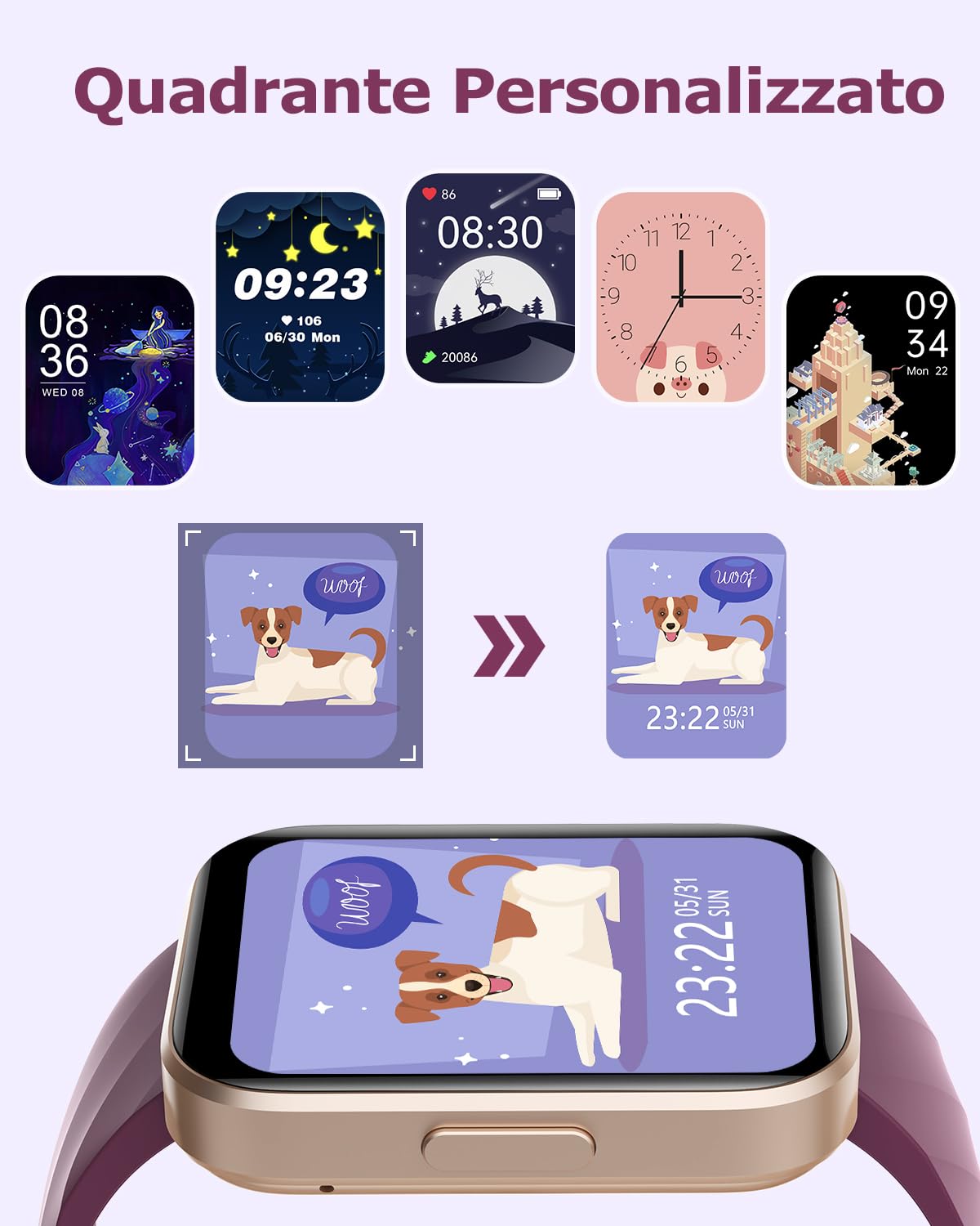 RUIMEN Smartwatch Uomo Donna Orologio Smart Watch Risposta Chiamate Contapassi Cardiofrequenzimetro da polso Saturimetro Orologio Fitness Sportivo Impermeabile Notifiche Messaggi per Android iOS Nero