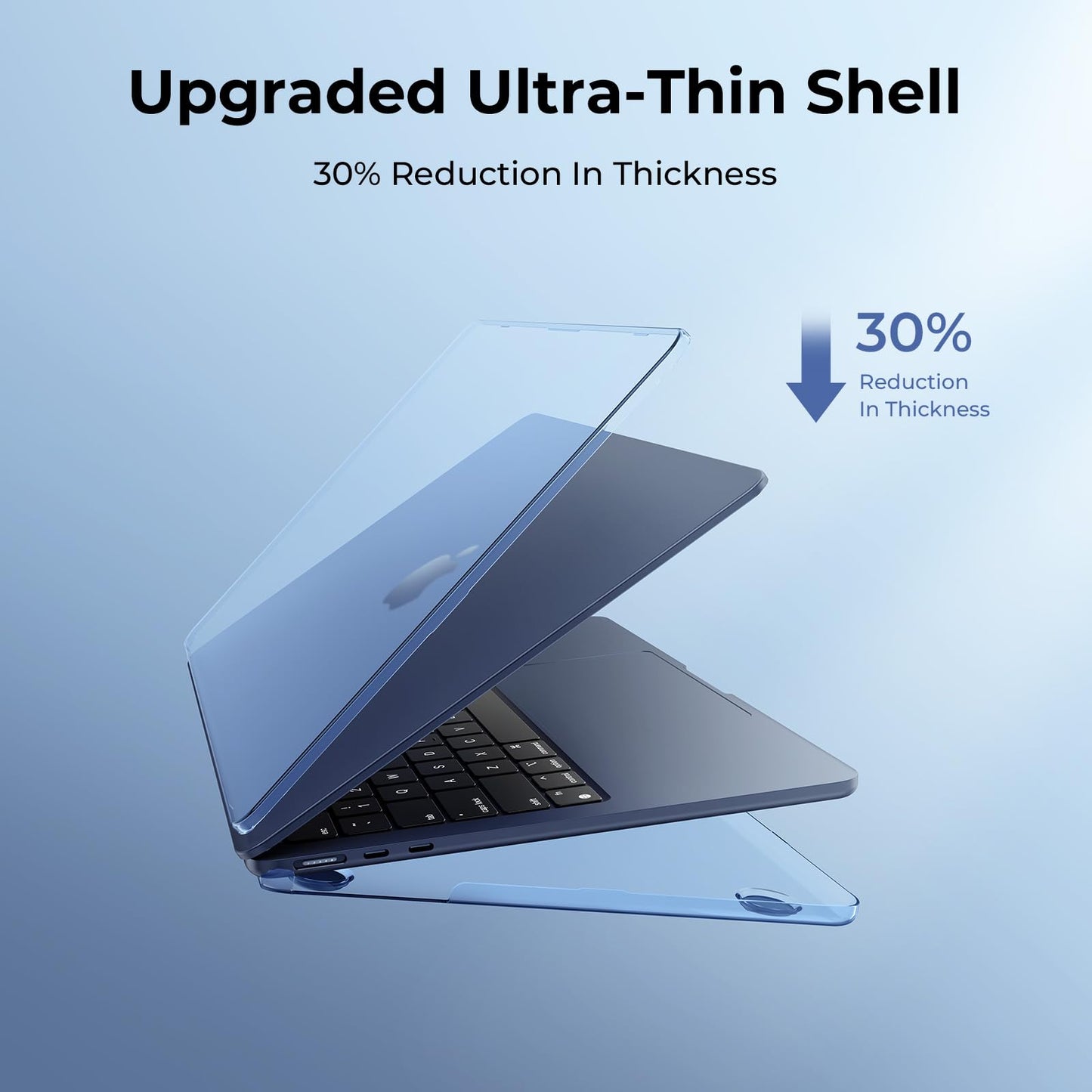 EooCoo Custodia Compatibile con MacBook Air M2 M3 13,6 Pollici A2681 A3113, 2024 2022 con Touch ID, Plastica Rigide Protection Cover MacBook Air 13 M3 M2 Superficie Liscia - Cristallo Trasparente