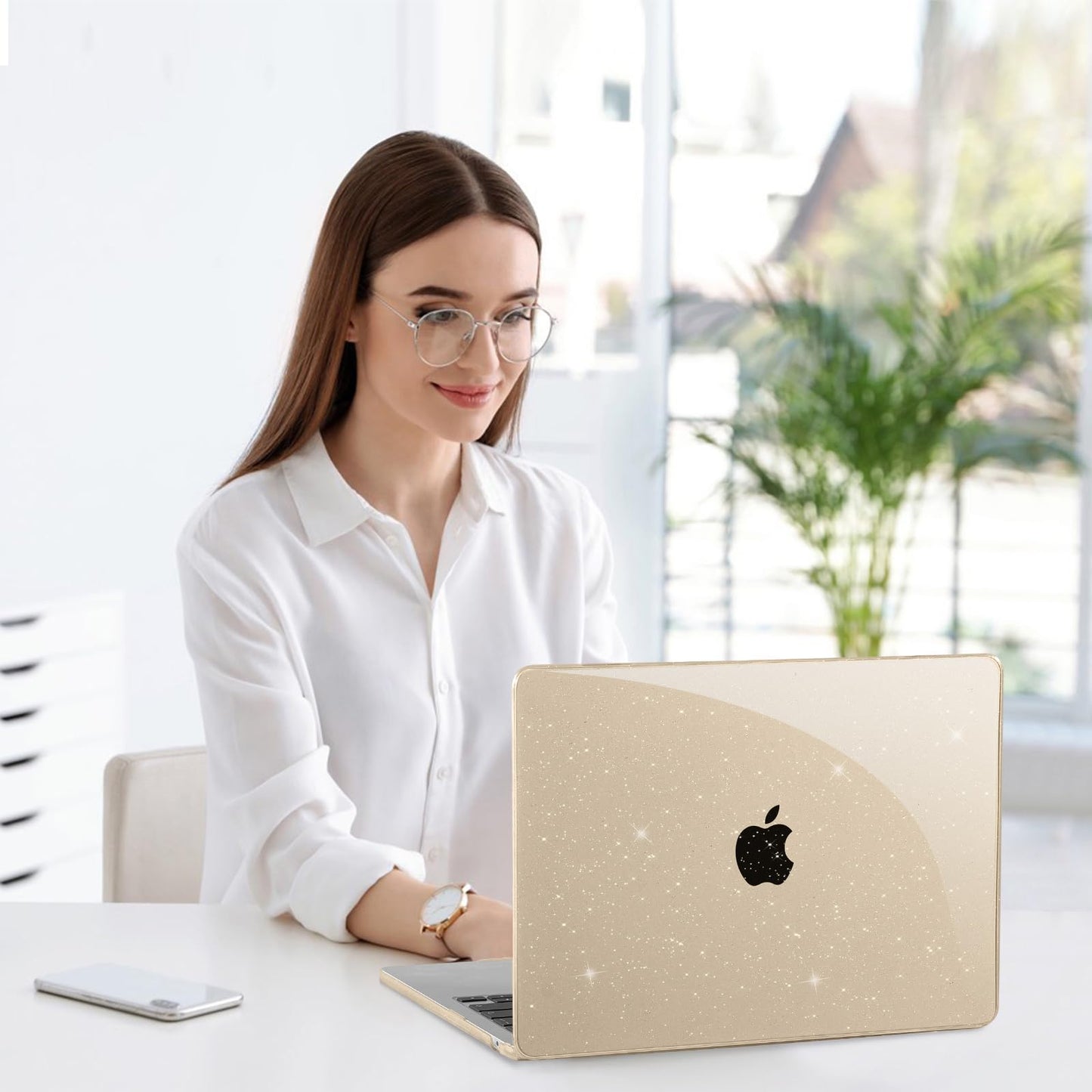EooCoo Custodia Compatibile con MacBook Air M2 M3 13,6 Pollici A2681 A3113, 2024 2022 con Touch ID, Plastica Rigide Protection Cover MacBook Air 13 M3 M2 Superficie Liscia - Cristallo Trasparente