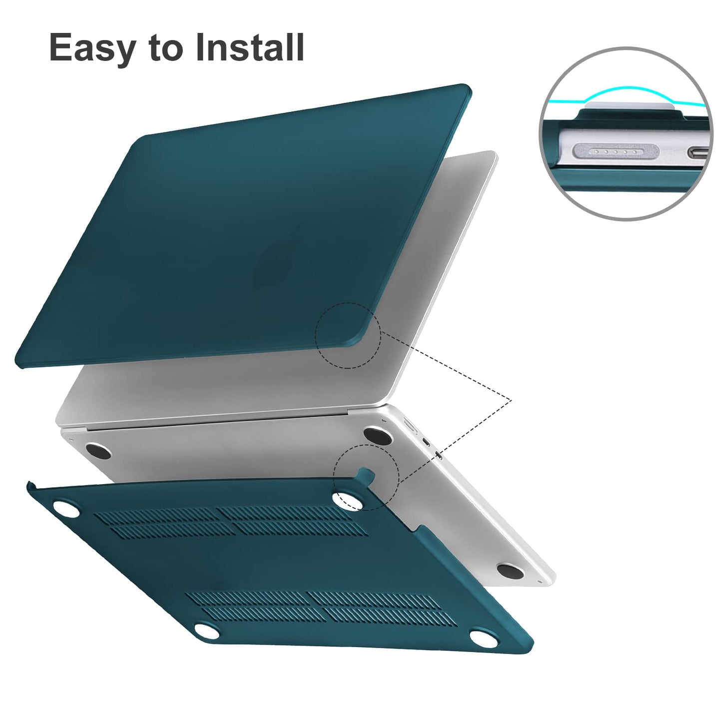 EooCoo Custodia Compatibile con MacBook Air M2 M3 13,6 Pollici A2681 A3113, 2024 2022 con Touch ID, Plastica Rigide Protection Cover MacBook Air 13 M3 M2 Superficie Liscia - Cristallo Trasparente