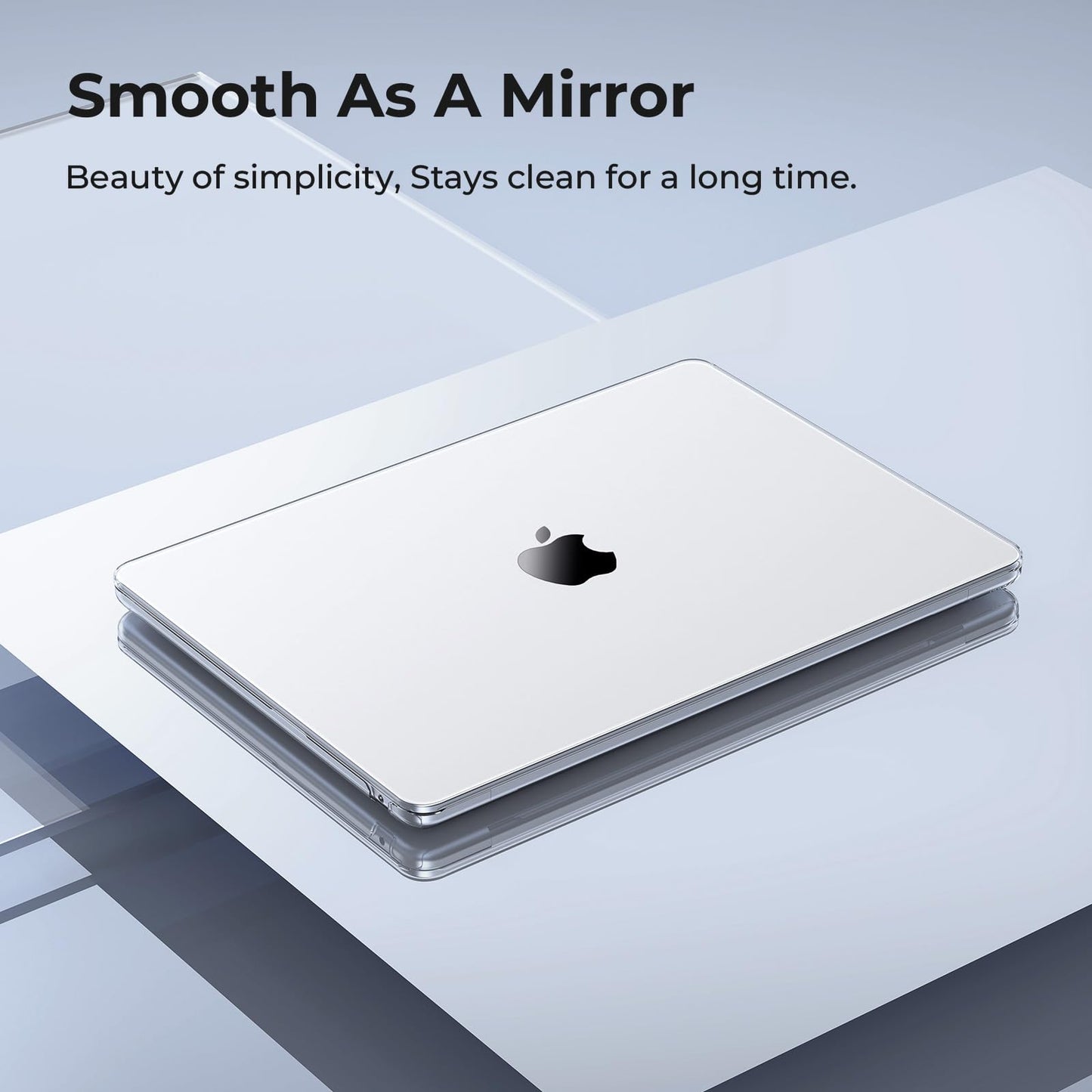 EooCoo Custodia Compatibile con MacBook Air M2 M3 13,6 Pollici A2681 A3113, 2024 2022 con Touch ID, Plastica Rigide Protection Cover MacBook Air 13 M3 M2 Superficie Liscia - Cristallo Trasparente