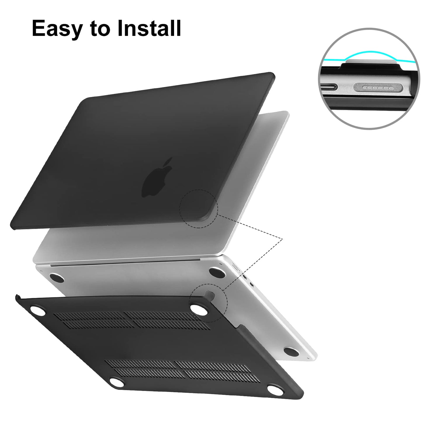 EooCoo Custodia Compatibile con MacBook Air M2 M3 13,6 Pollici A2681 A3113, 2024 2022 con Touch ID, Plastica Rigide Protection Cover MacBook Air 13 M3 M2 Superficie Liscia - Cristallo Trasparente