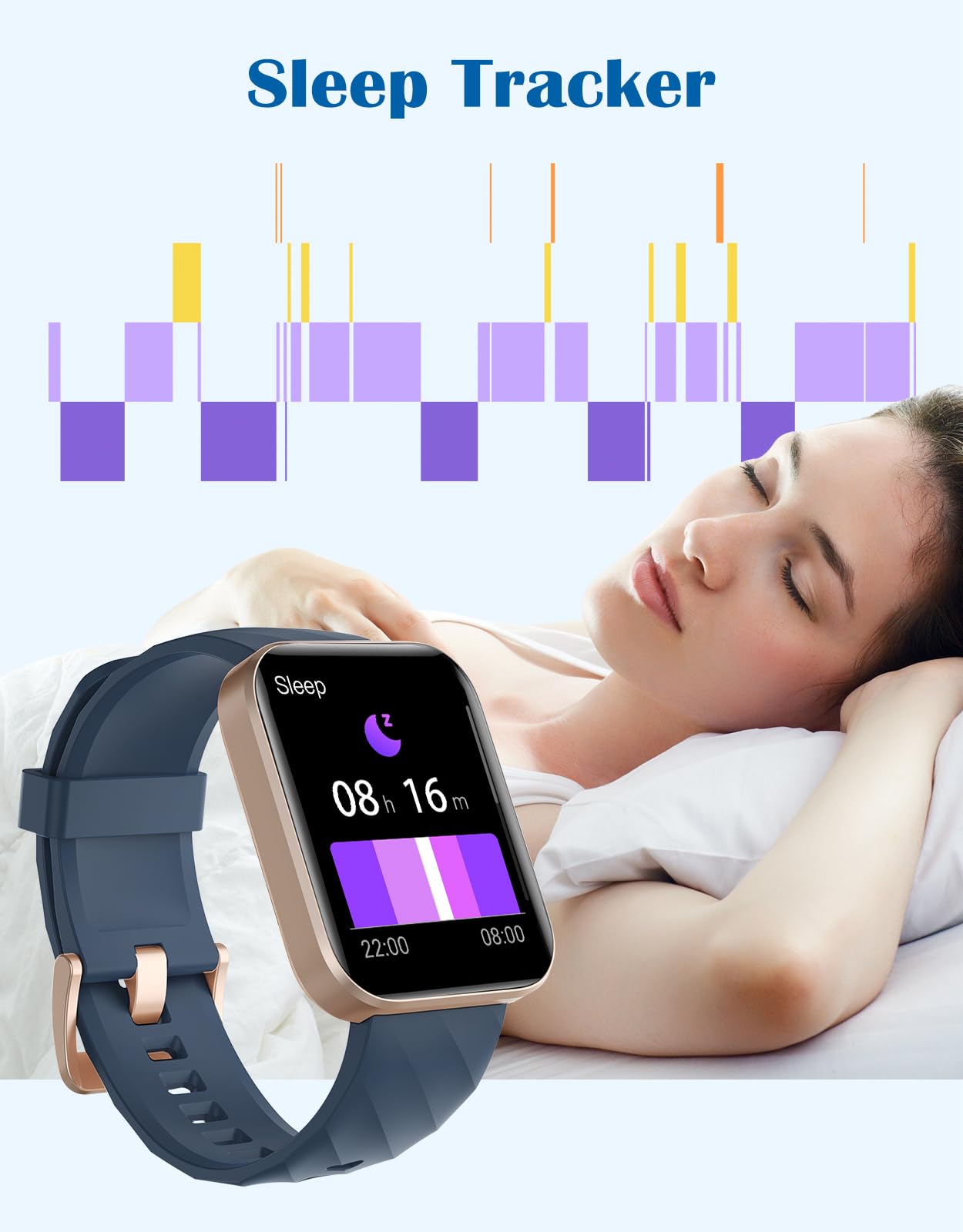 RUIMEN Smartwatch Uomo Donna Orologio Smart Watch Risposta Chiamate Contapassi Cardiofrequenzimetro da polso Saturimetro Orologio Fitness Sportivo Impermeabile Notifiche Messaggi per Android iOS Nero