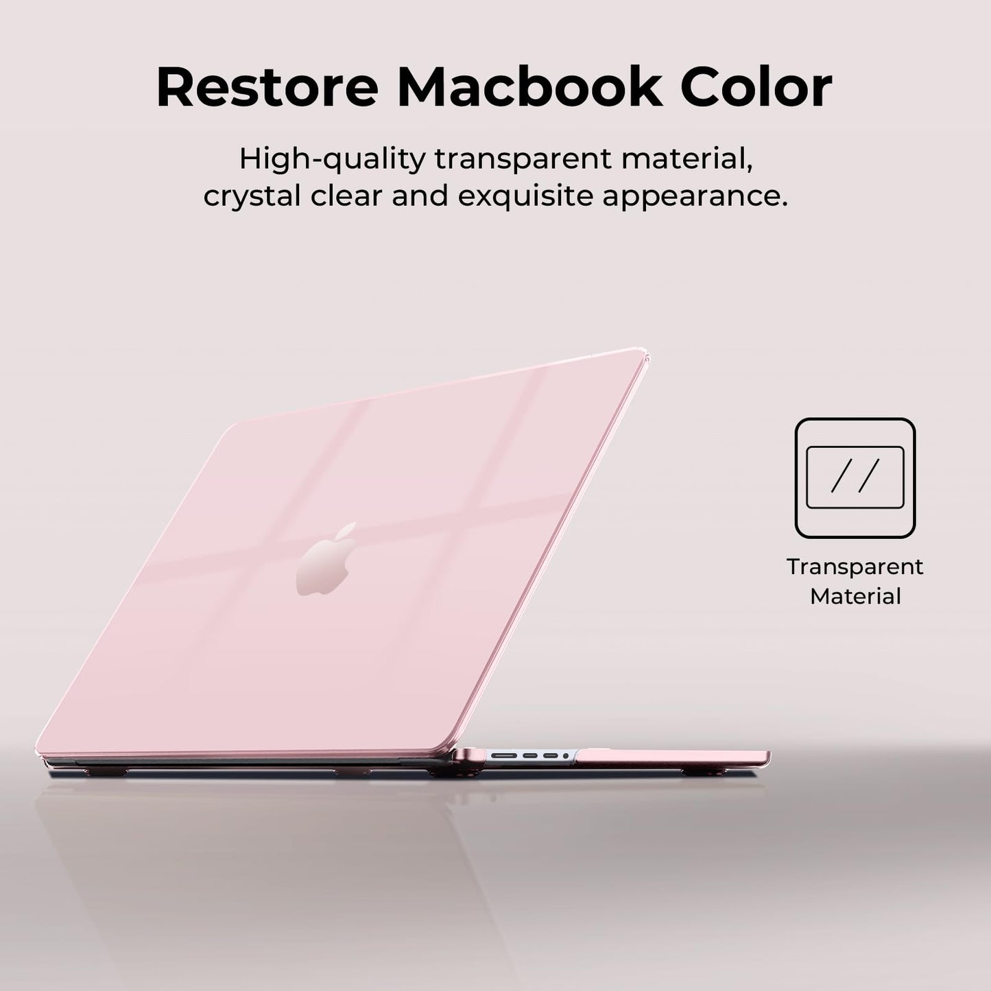 EooCoo Custodia Compatibile con MacBook Air M2 M3 13,6 Pollici A2681 A3113, 2024 2022 con Touch ID, Plastica Rigide Protection Cover MacBook Air 13 M3 M2 Superficie Liscia - Cristallo Trasparente
