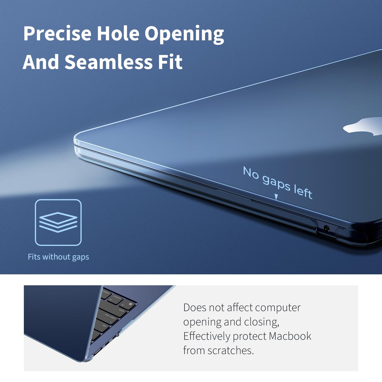 EooCoo Custodia Compatibile con MacBook Air M2 M3 13,6 Pollici A2681 A3113, 2024 2022 con Touch ID, Plastica Rigide Protection Cover MacBook Air 13 M3 M2 Superficie Liscia - Cristallo Trasparente