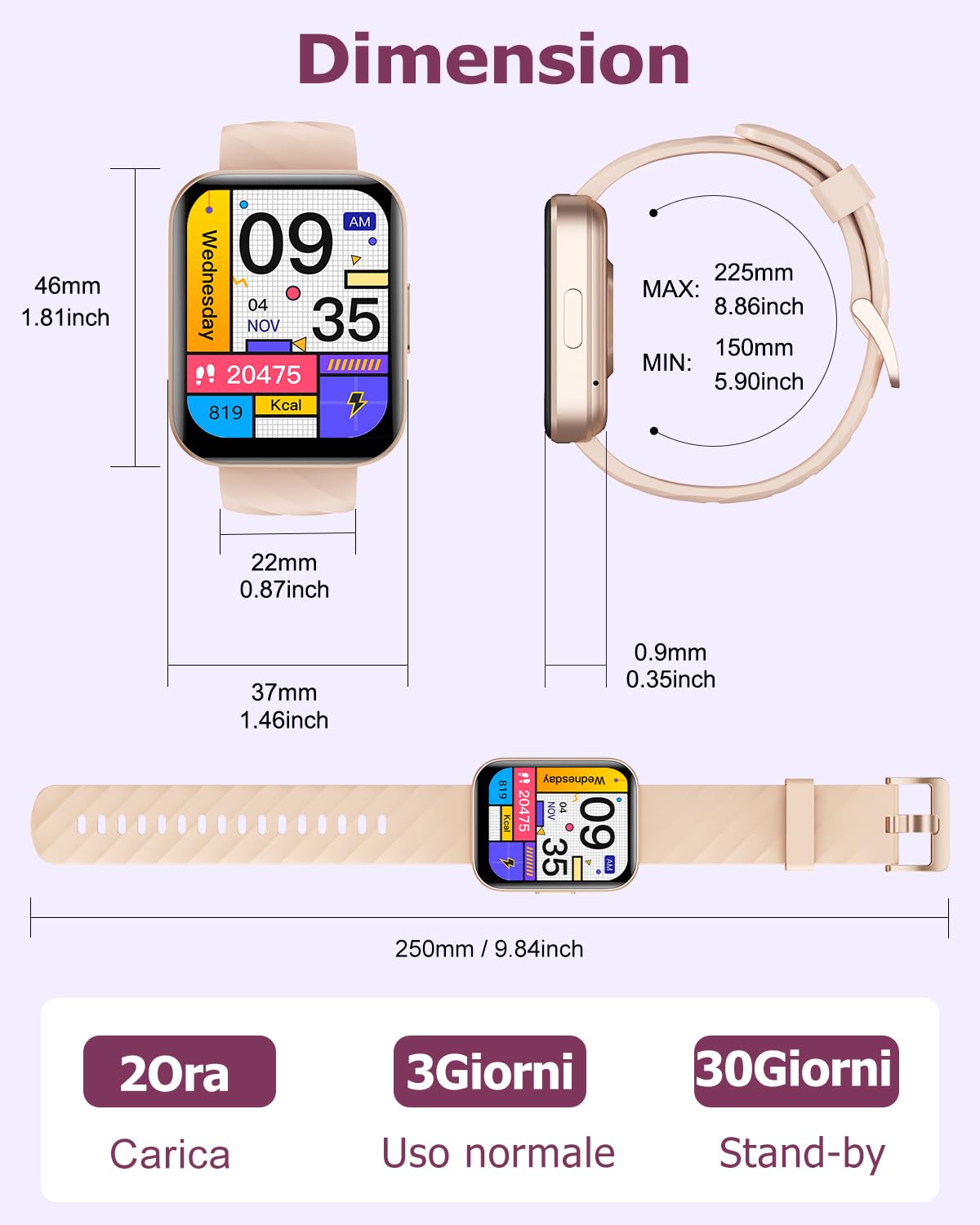 RUIMEN Smartwatch Uomo Donna Orologio Smart Watch Risposta Chiamate Contapassi Cardiofrequenzimetro da polso Saturimetro Orologio Fitness Sportivo Impermeabile Notifiche Messaggi per Android iOS Nero