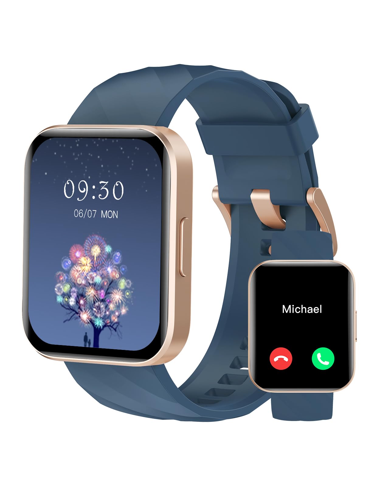 RUIMEN Smartwatch Uomo Donna Orologio Smart Watch Risposta Chiamate Contapassi Cardiofrequenzimetro da polso Saturimetro Orologio Fitness Sportivo Impermeabile Notifiche Messaggi per Android iOS Nero