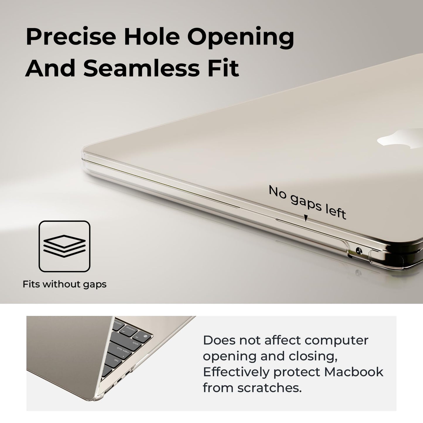 EooCoo Custodia Compatibile con MacBook Air M2 M3 13,6 Pollici A2681 A3113, 2024 2022 con Touch ID, Plastica Rigide Protection Cover MacBook Air 13 M3 M2 Superficie Liscia - Cristallo Trasparente