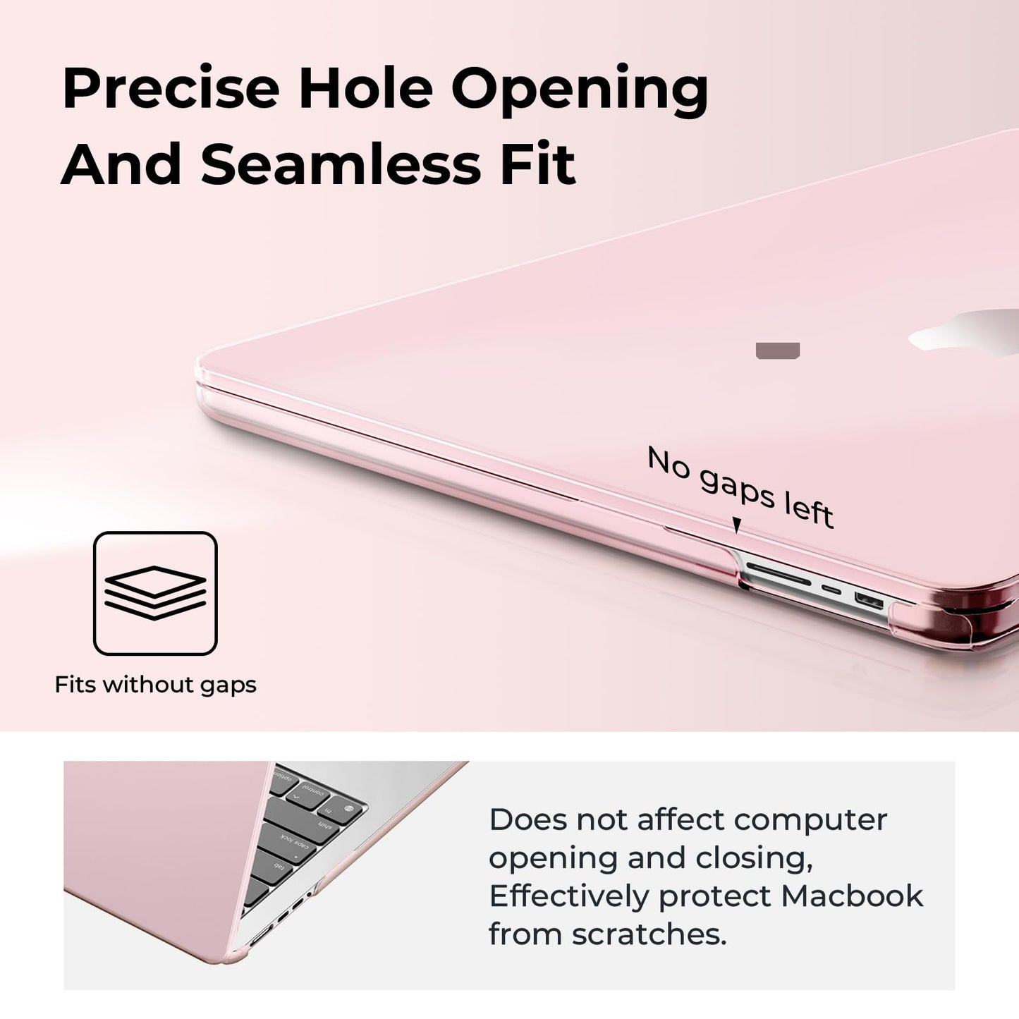 EooCoo Custodia Compatibile con MacBook Air M2 M3 13,6 Pollici A2681 A3113, 2024 2022 con Touch ID, Plastica Rigide Protection Cover MacBook Air 13 M3 M2 Superficie Liscia - Cristallo Trasparente