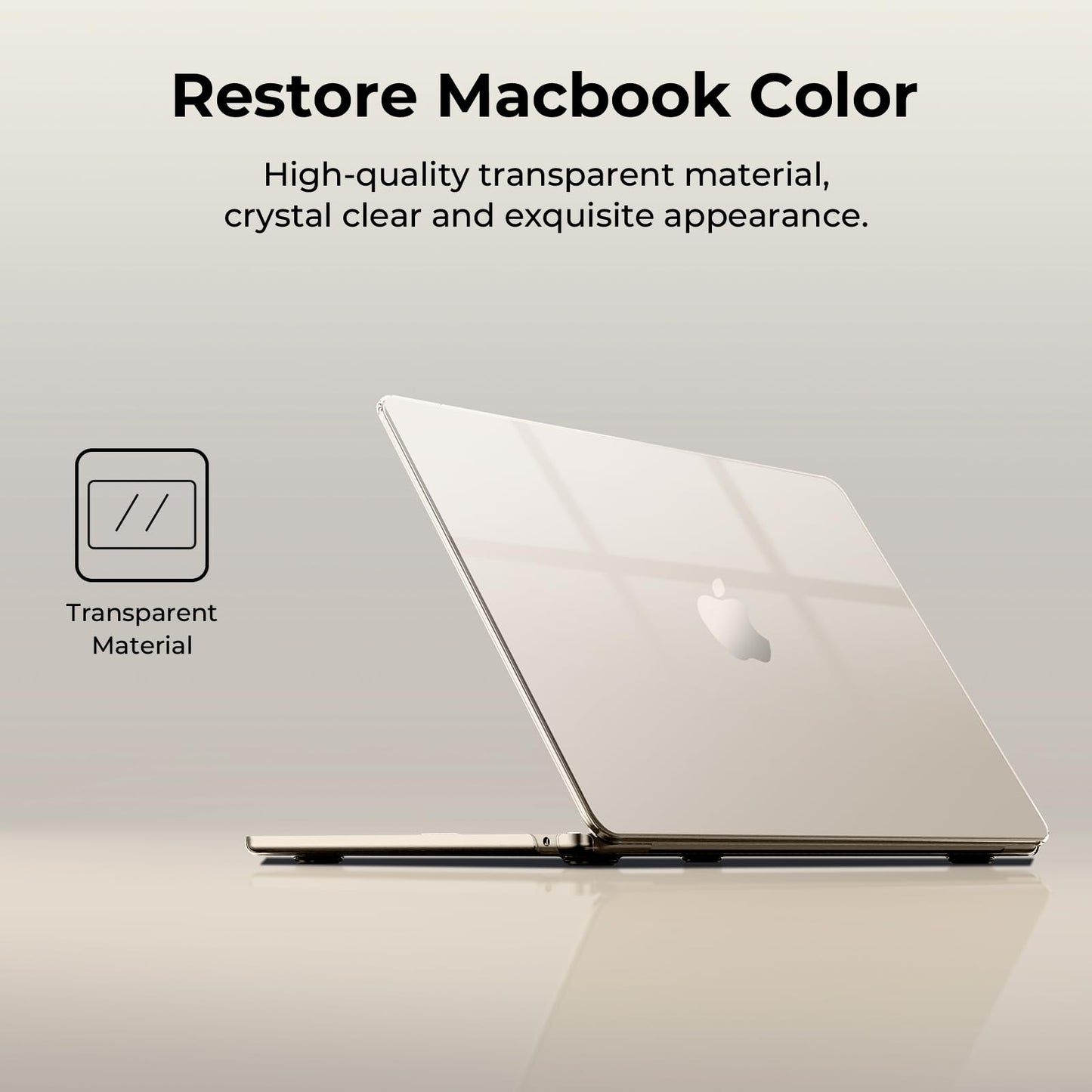 EooCoo Custodia Compatibile con MacBook Air M2 M3 13,6 Pollici A2681 A3113, 2024 2022 con Touch ID, Plastica Rigide Protection Cover MacBook Air 13 M3 M2 Superficie Liscia - Cristallo Trasparente