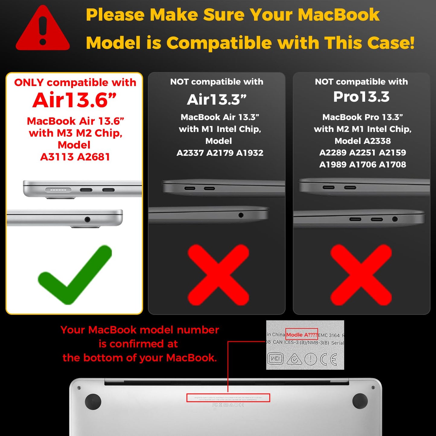EooCoo Custodia Compatibile con MacBook Air M2 M3 13,6 Pollici A2681 A3113, 2024 2022 con Touch ID, Plastica Rigide Protection Cover MacBook Air 13 M3 M2 Superficie Liscia - Cristallo Trasparente