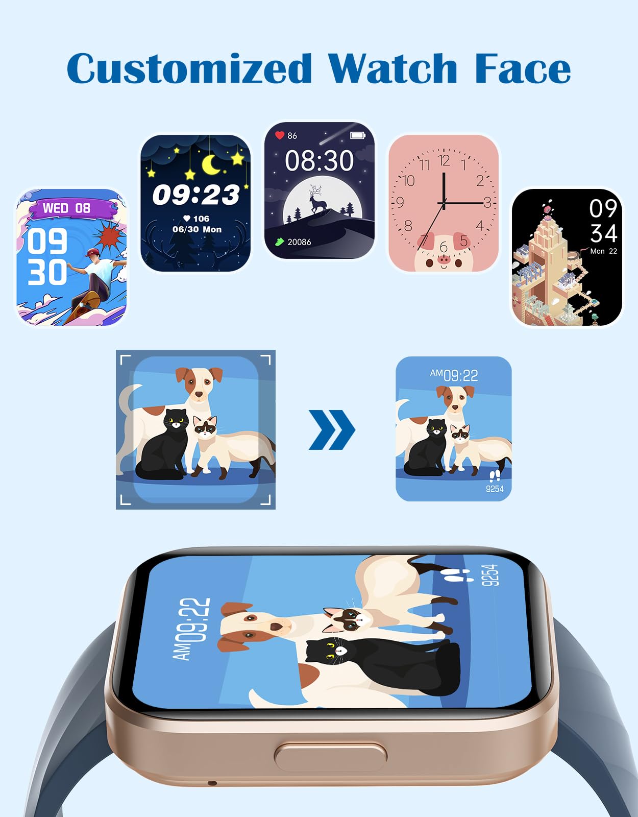 RUIMEN Smartwatch Uomo Donna Orologio Smart Watch Risposta Chiamate Contapassi Cardiofrequenzimetro da polso Saturimetro Orologio Fitness Sportivo Impermeabile Notifiche Messaggi per Android iOS Nero