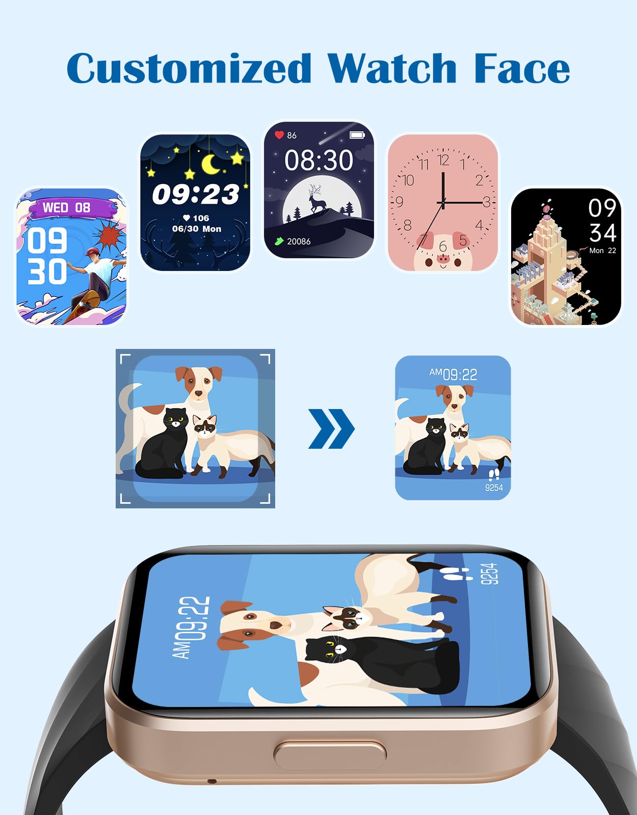 RUIMEN Smartwatch Uomo Donna Orologio Smart Watch Risposta Chiamate Contapassi Cardiofrequenzimetro da polso Saturimetro Orologio Fitness Sportivo Impermeabile Notifiche Messaggi per Android iOS Nero