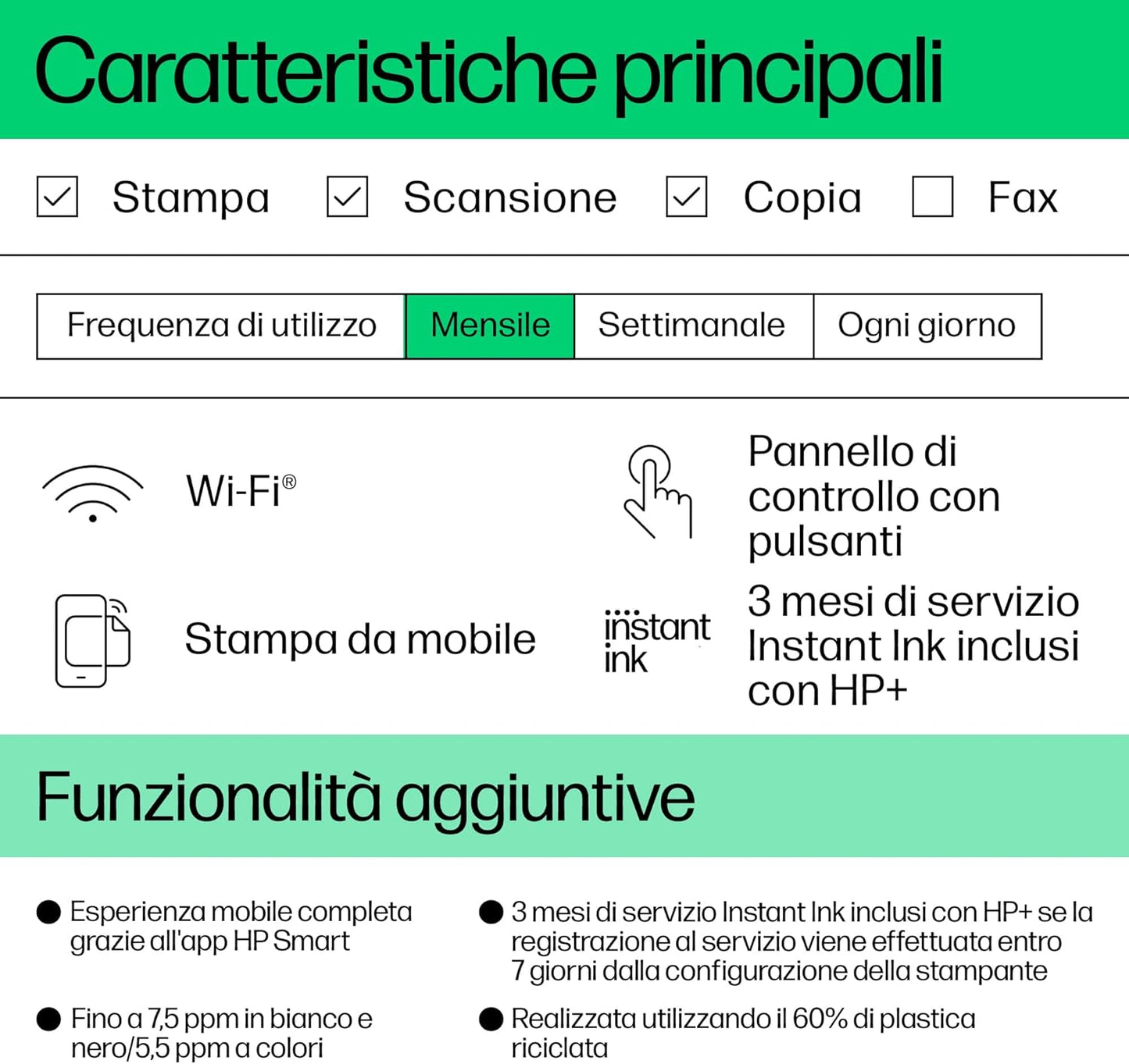 HP DeskJet 2820e 588K9B, Stampante Multifunzione a Getto d'Inchiostro A4 a Colori, Fronte e Retro Manuale, 7,5 ppm, Wi-Fi, HP Smart, 3 Mesi di Inchiostro Instant Ink Inclusi, Bianca