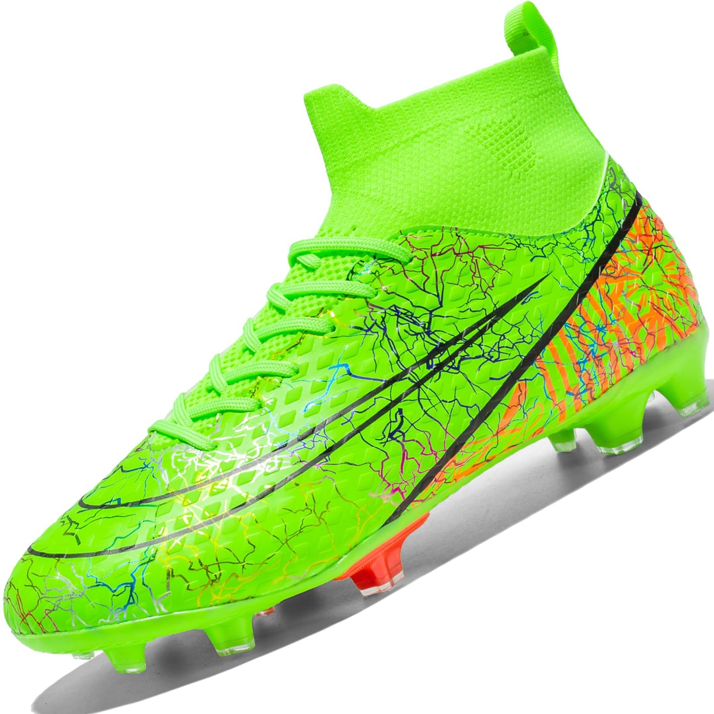Lvptsh Chaussures de Football Homme Crampons Enfant Professionnel Chaussure de Foot Garçon High Top Spike Antidérapant Athlétisme Compétition,White,EU35