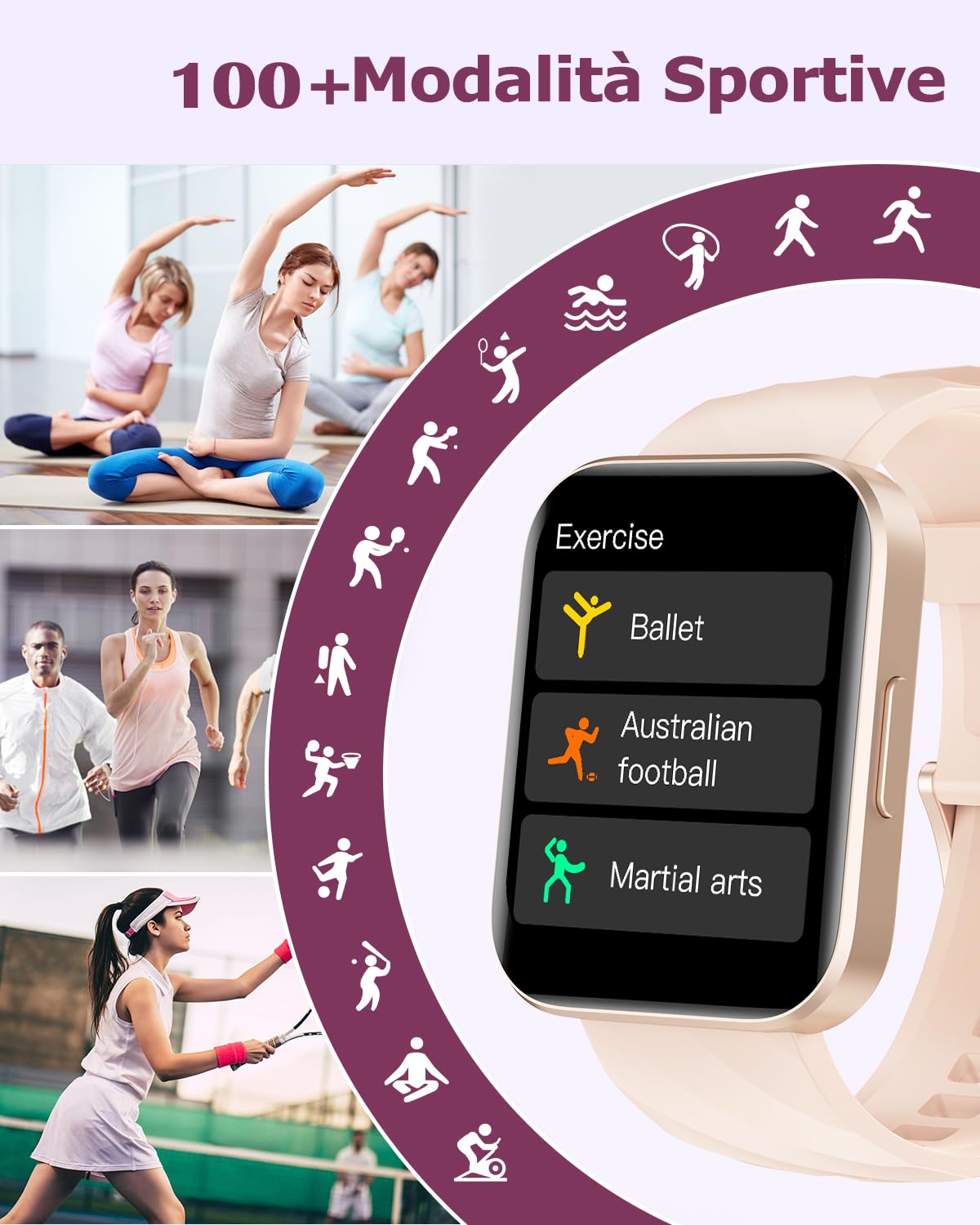 RUIMEN Smartwatch Uomo Donna Orologio Smart Watch Risposta Chiamate Contapassi Cardiofrequenzimetro da polso Saturimetro Orologio Fitness Sportivo Impermeabile Notifiche Messaggi per Android iOS Nero