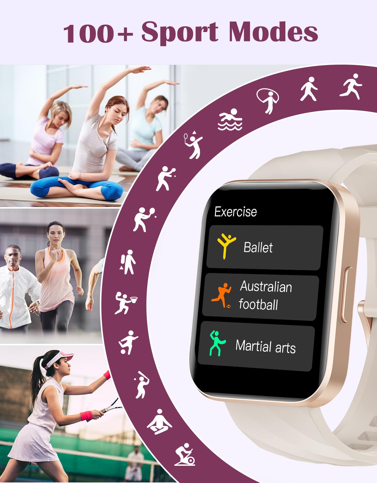 RUIMEN Smartwatch Uomo Donna Orologio Smart Watch Risposta Chiamate Contapassi Cardiofrequenzimetro da polso Saturimetro Orologio Fitness Sportivo Impermeabile Notifiche Messaggi per Android iOS Nero