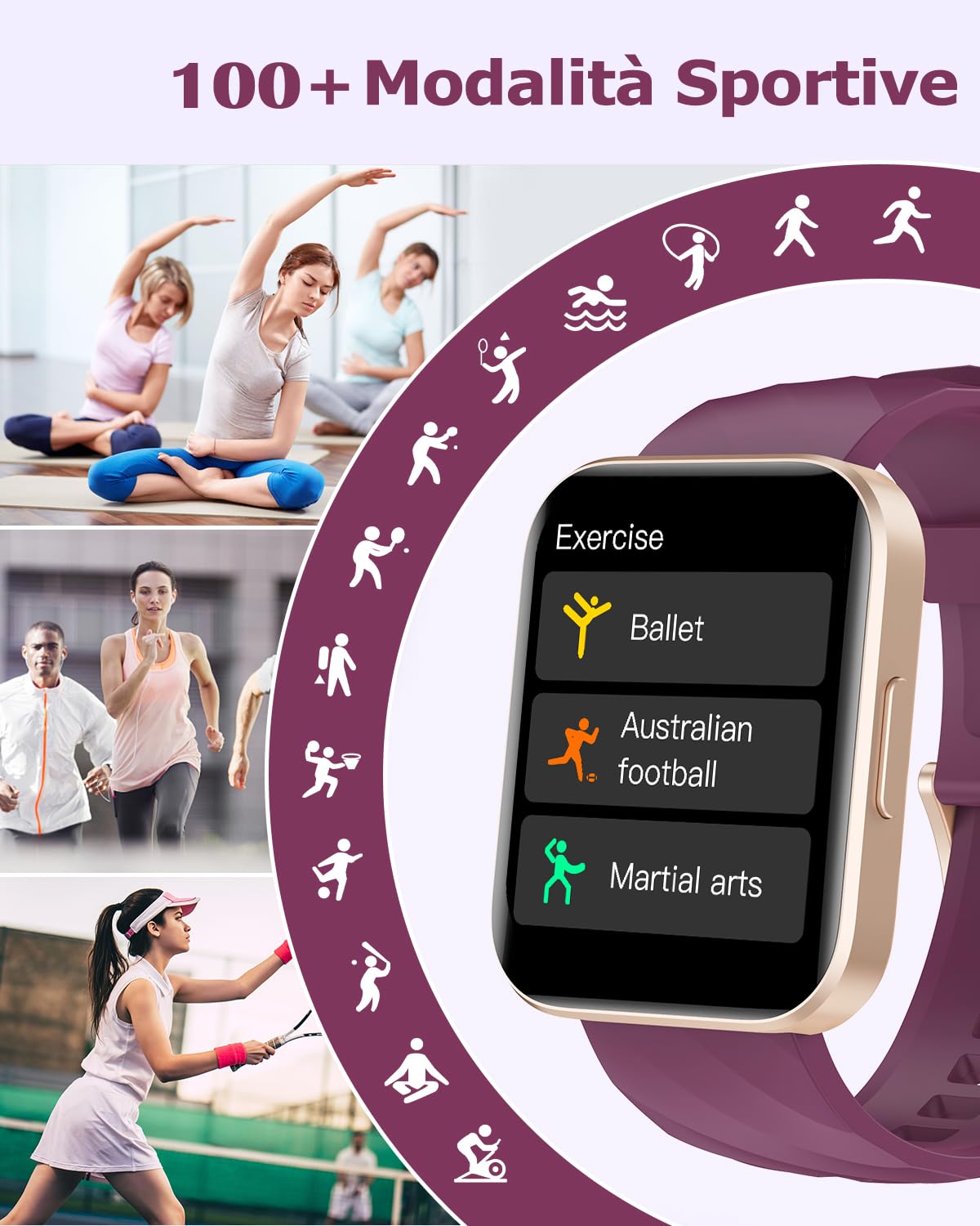 RUIMEN Smartwatch Uomo Donna Orologio Smart Watch Risposta Chiamate Contapassi Cardiofrequenzimetro da polso Saturimetro Orologio Fitness Sportivo Impermeabile Notifiche Messaggi per Android iOS Nero
