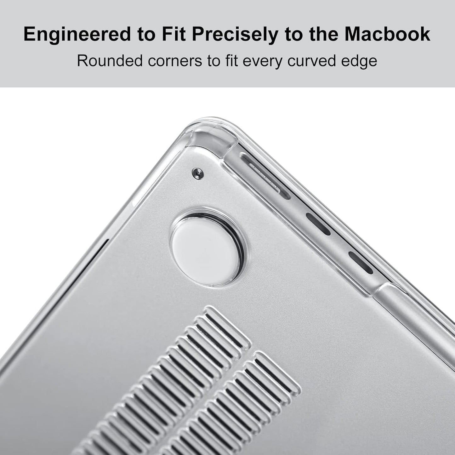EooCoo Custodia Compatibile con MacBook Air M2 M3 13,6 Pollici A2681 A3113, 2024 2022 con Touch ID, Plastica Rigide Protection Cover MacBook Air 13 M3 M2 Superficie Liscia - Cristallo Trasparente