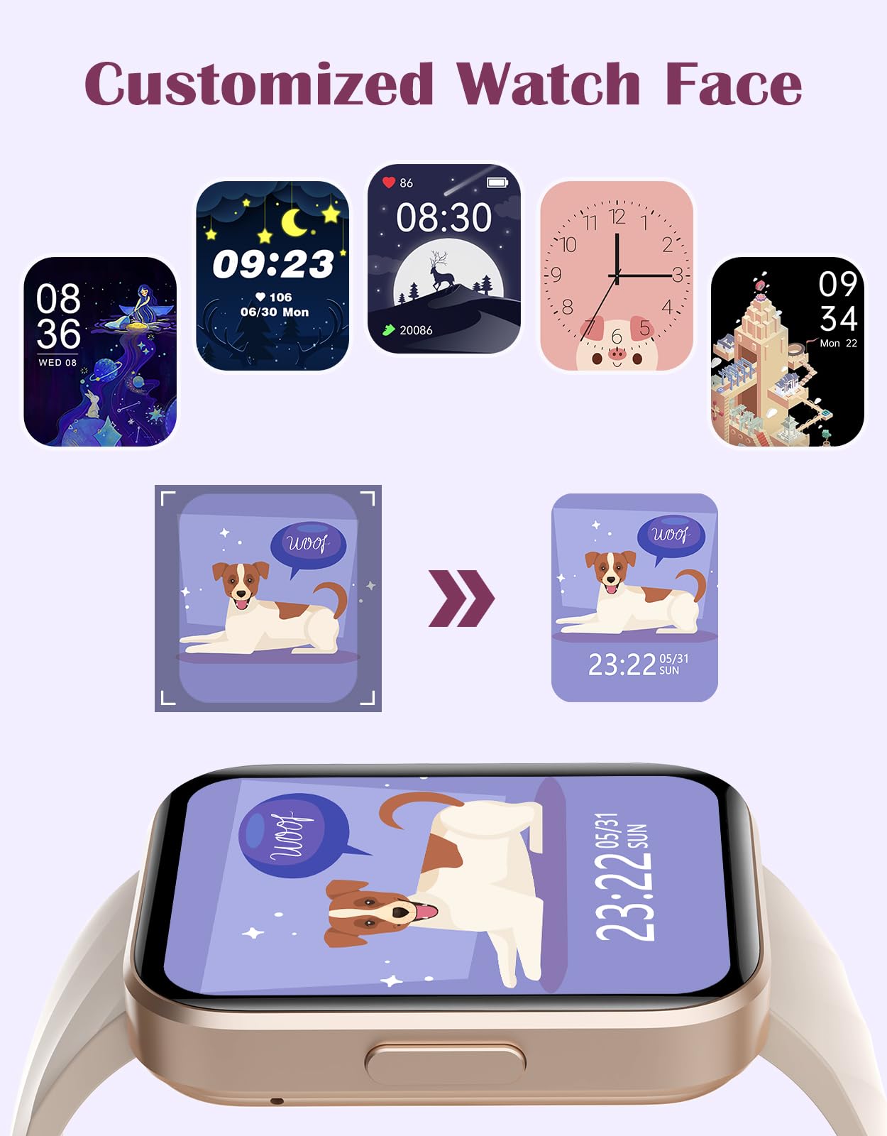 RUIMEN Smartwatch Uomo Donna Orologio Smart Watch Risposta Chiamate Contapassi Cardiofrequenzimetro da polso Saturimetro Orologio Fitness Sportivo Impermeabile Notifiche Messaggi per Android iOS Nero