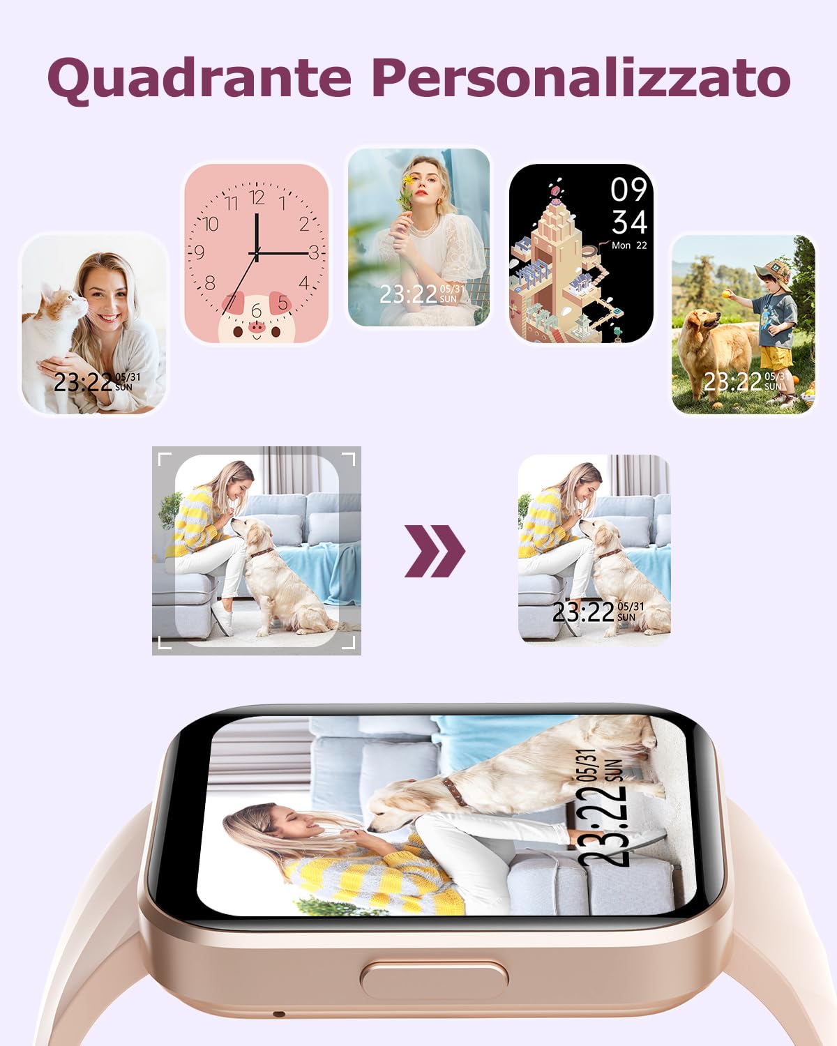 RUIMEN Smartwatch Uomo Donna Orologio Smart Watch Risposta Chiamate Contapassi Cardiofrequenzimetro da polso Saturimetro Orologio Fitness Sportivo Impermeabile Notifiche Messaggi per Android iOS Nero