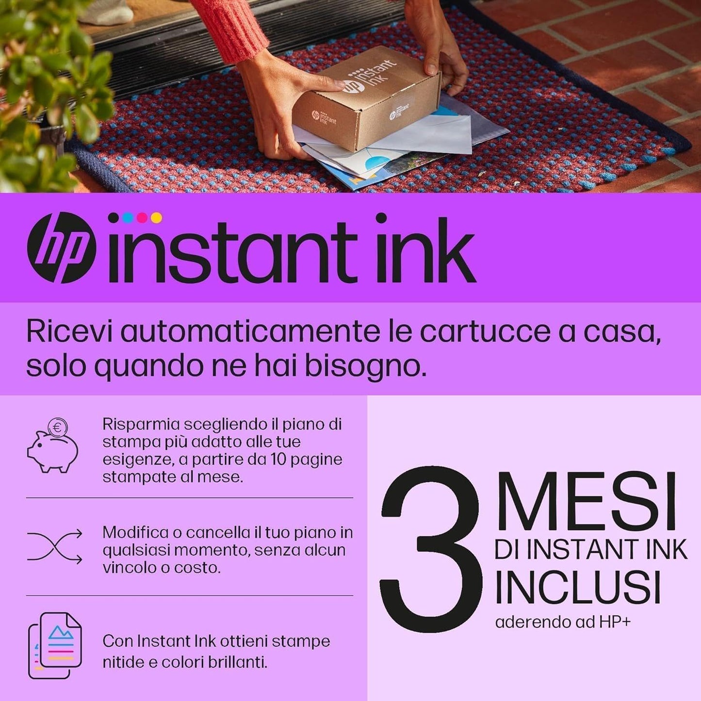 HP DeskJet 2820e 588K9B, Stampante Multifunzione a Getto d'Inchiostro A4 a Colori, Fronte e Retro Manuale, 7,5 ppm, Wi-Fi, HP Smart, 3 Mesi di Inchiostro Instant Ink Inclusi, Bianca