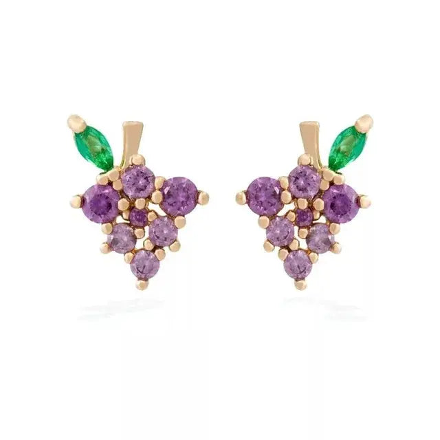Cubic Zirconia Fruit Hoop Earrings