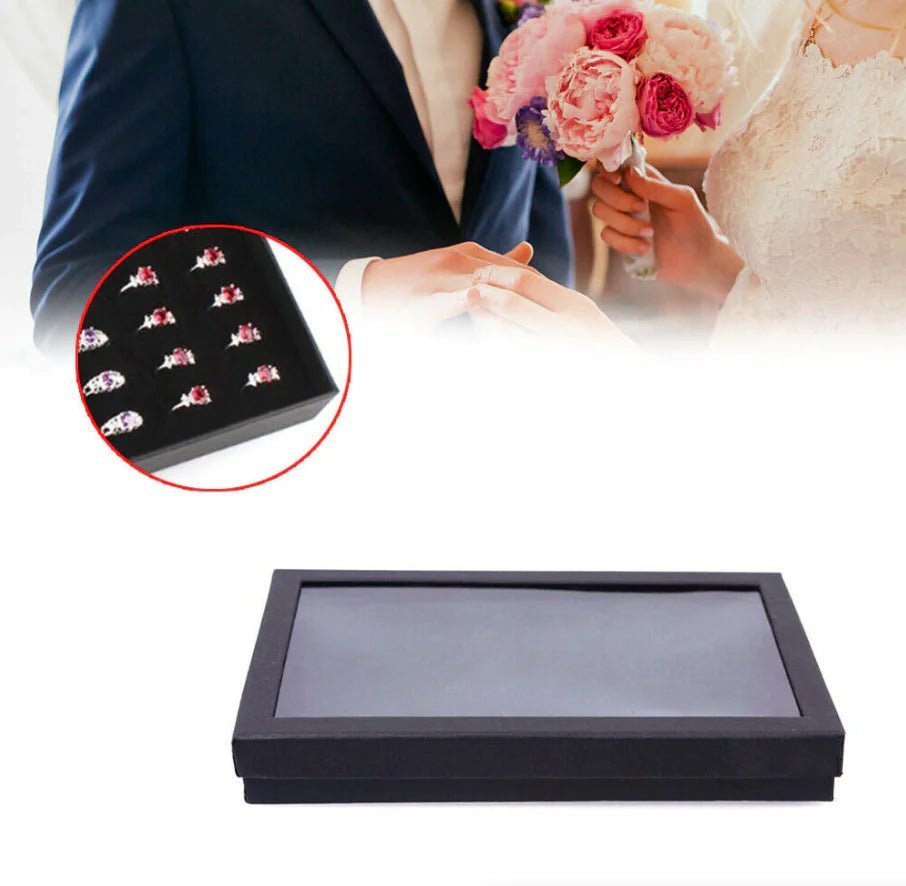 100 Slots Jewelry Ring Display Organizer Tray Holder Earrings Storage Box Case - Ty Marcket