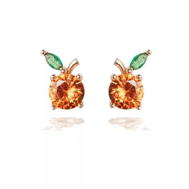 Cubic Zirconia Fruit Hoop Earrings