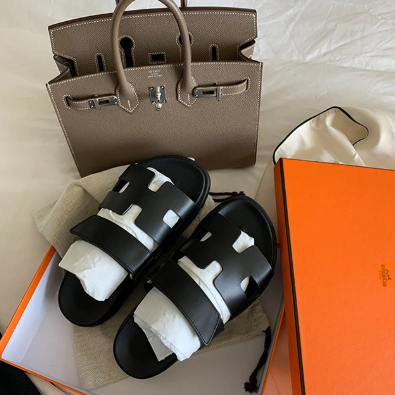 Optical Soled Leather Slippers for Women
