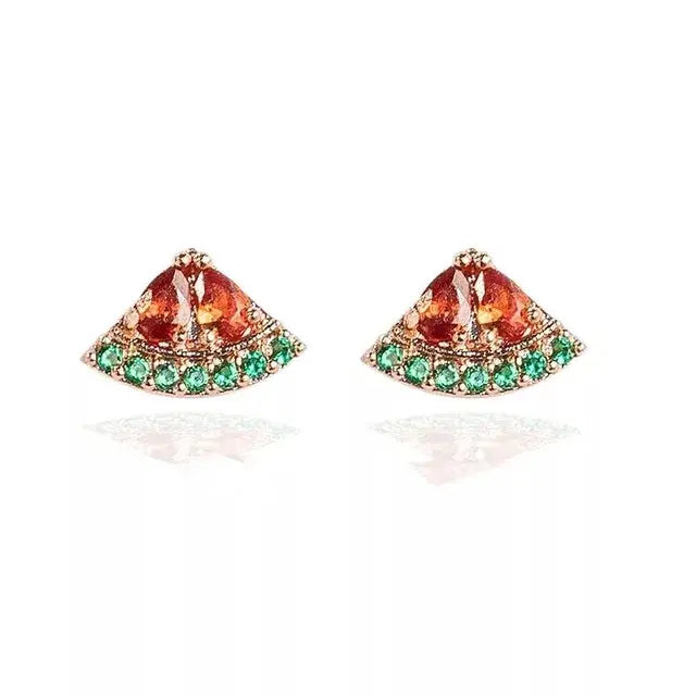 Cubic Zirconia Fruit Hoop Earrings
