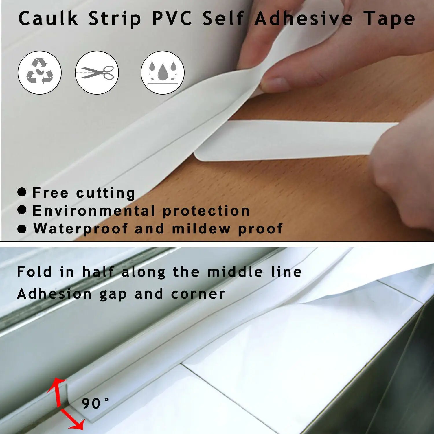 10.5FT PVC Self Adhesive Caulk Sealing Strip Tape For Kitchen Wall Sink Toilet - Ty Marcket