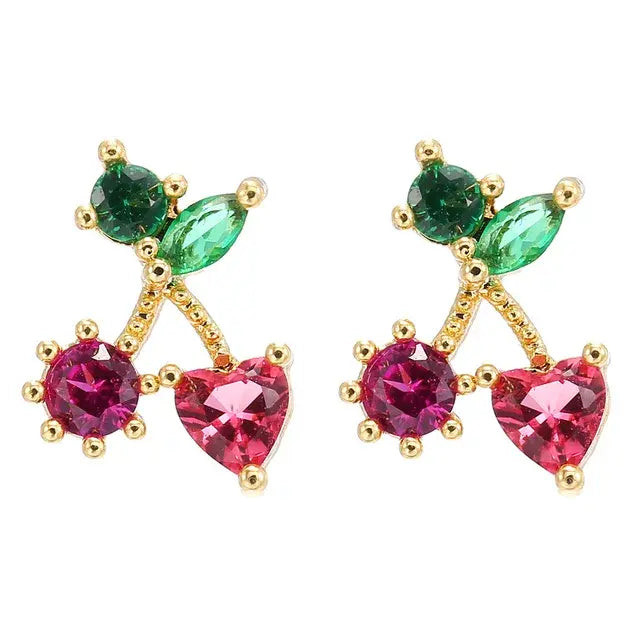 Cubic Zirconia Fruit Hoop Earrings